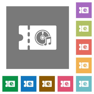 Müzik Mağazası indirim kupon düz simgeler basit renkli kare arka planlar