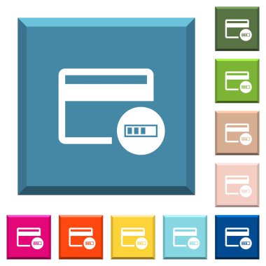 Kredi kartı beyaz simgeler üzerinde doğrulama kare düğmeleri kenarlı çeşitli moda renk