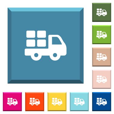 Beyaz simgeleri çeşitli moda renklerde ucu keskin kare düğmeleri taşıma