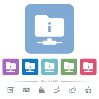 Ftp bilgileri kare arka planlar renk beyaz düz simgeleri yuvarlanır. 6 bonus simgeler dahil