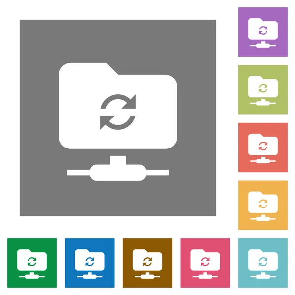 Actualizar Ftp Iconos Planos Sobre Fondos Cuadrados Color Simple — Vector de stock