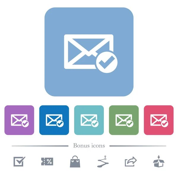 Correo Leer Iconos Blancos Planos Color Redondeado Fondos Cuadrados Iconos — Vector de stock