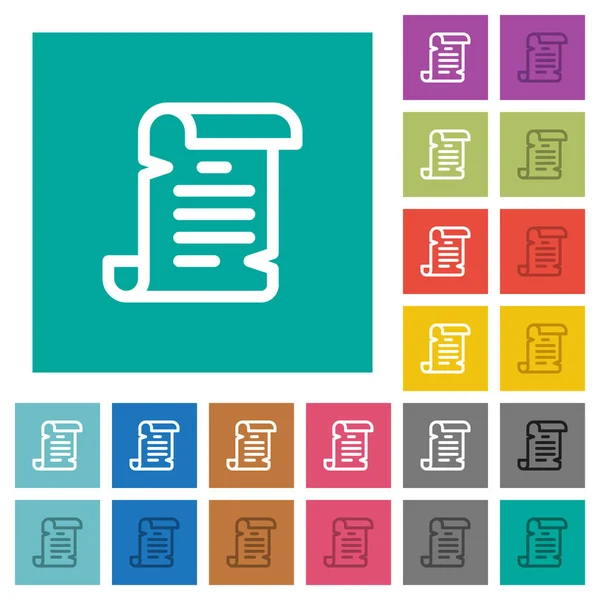 紙スクロール マルチカラーは 普通の正方形の背景にフラット アイコン ホバーまたはアクティブ エフェクトの白と暗いアイコンのバリエーションが含まれて — ストックベクタ