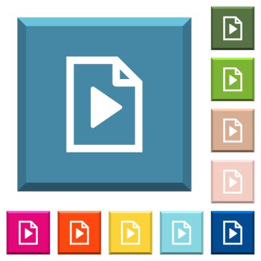 Çalma listesi beyaz simgeleri çeşitli moda renklerde ucu keskin kare düğmeleri