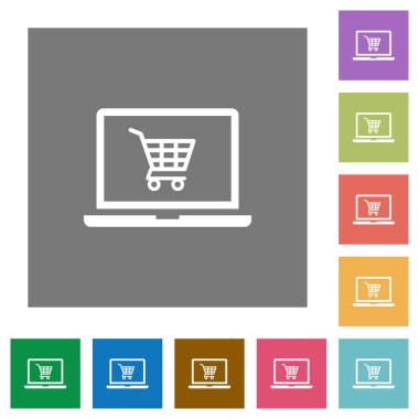 Basit Webshop düz simgeleri kare arka planlar renk