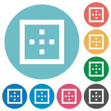 Yuvarlak renkli arka planlar üzerinde dış kenarlıklar düz beyaz simgeler