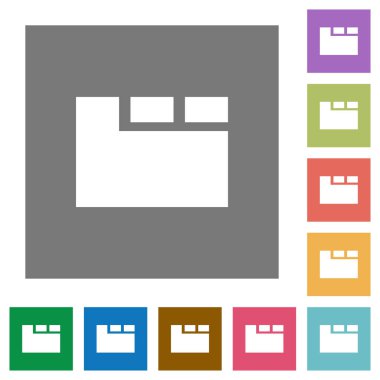 Yatay sekmeli düzen basit simgeler etkin düz kare arka planlar renk