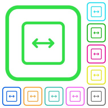 Nesne genişliği canlı renkli düz simgeler beyaz arka plan üzerinde eğri sınırları ayarlama