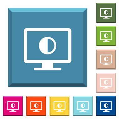 Ekran kontrast beyaz simgeleri çeşitli moda renklerde ucu keskin kare düğmeleri ayarlamak