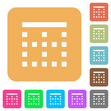 Yuvarlatılmış kare canlı renkli arka planlar üzerinde üst kenarlığını düz simgeler.