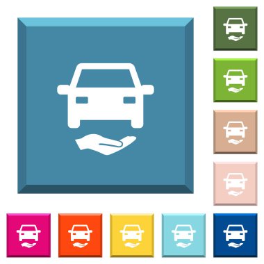 Araba sigorta beyaz simgeleri çeşitli moda renklerde ucu keskin kare düğmeleri