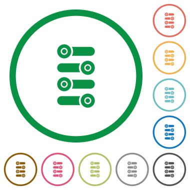 Düz renk simgeleri beyaz arka plan üzerinde yuvarlak anahatları ince ayar
