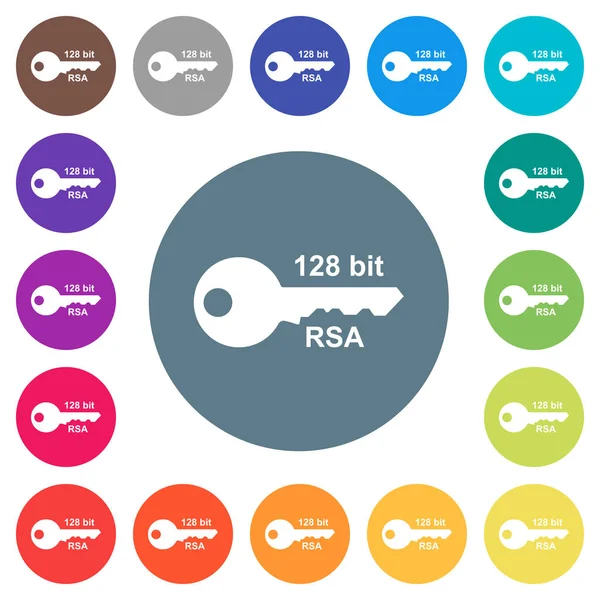 128 Bits Cryptage Rsa Plates Icônes Blanches Sur Des Fonds — Image vectorielle