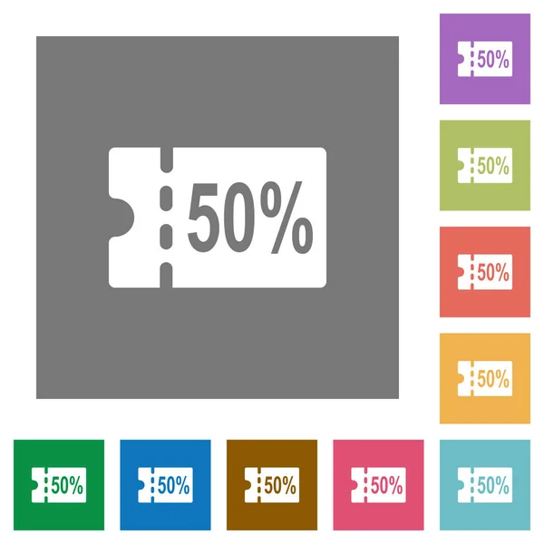 Prozent Rabatt Auf Flache Symbole Auf Einfachen Quadratischen Hintergründen — Stockvektor