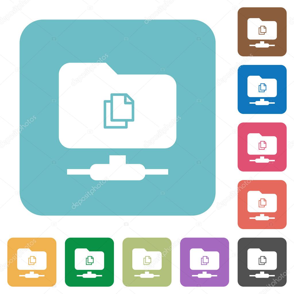 Copy remote file on FTP white flat icons on color rounded square backgrounds
