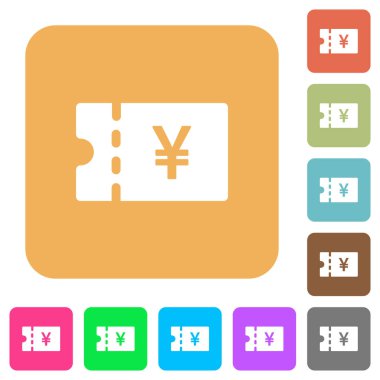 Japon yeni kupon düz simgeler Yuvarlatılmış kare canlı renkli arka planlar üzerinde indirim.
