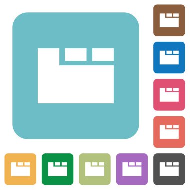 Yatay sekmeli Düzen etkin beyaz düz simgeler renk üzerinde yuvarlak kare arka planlar