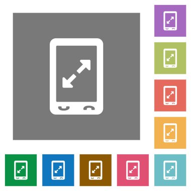 Cep çimdik açık jest düz simgeler basit renkli kare arka planlar üzerinde