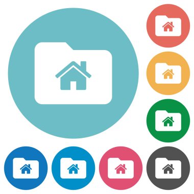 Giriş klasörü düz beyaz simgeleri yuvarlak renkli arka planlar