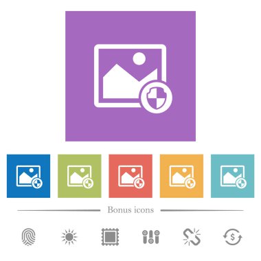 Kare arka görüntü düz beyaz simgeler korumak. 6 bonus simgeler dahil.