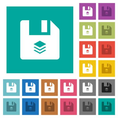 Birden çok dosya çok düz simgeler düz kare arka plan üzerinde renkli. Beyaz ve koyu kutsal kişilerin resmi varyasyon hover veya etkin efektleri dahil.