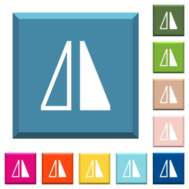 Modaya uygun çeşitli renklerde ucu keskin kare düğmeleri yatay beyaz simgeler çevirin