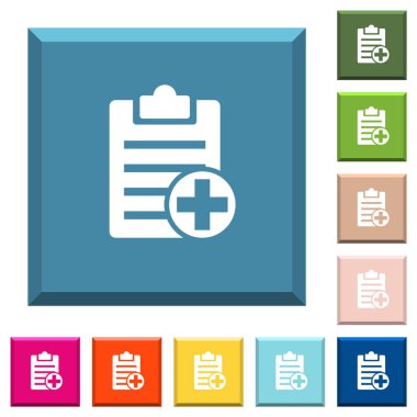 Yeni Not beyaz simgeler çeşitli moda renklerde ucu keskin kare düğmeleri ekle