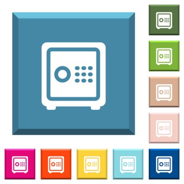 Anahtar şifre beyaz simgeleri çeşitli moda renklerde ucu keskin kare düğmeleri ile güçlü bir kutu