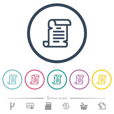 Kağıt yuvarlak özetliyor düz renk simgeleri ilerleyin. 6 bonus simgeler dahil.