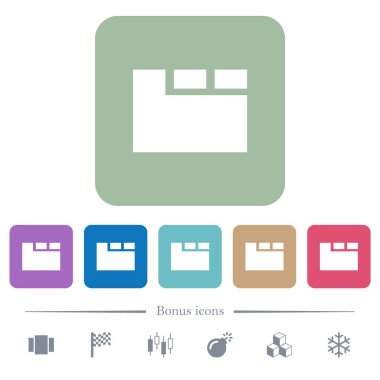 Yatay sekmeli Düzen etkin beyaz düz simgeler renk üzerinde kare arka planlar yuvarlanır. 6 bonus simgeler dahil