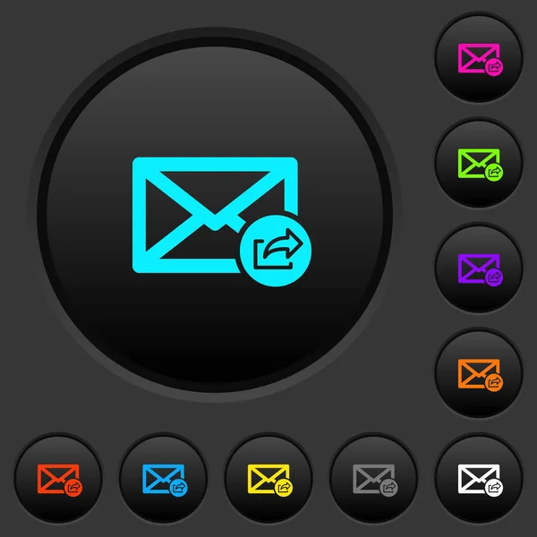 导出邮件暗键与生动的颜色图标在深灰色背景 — 图库矢量图片