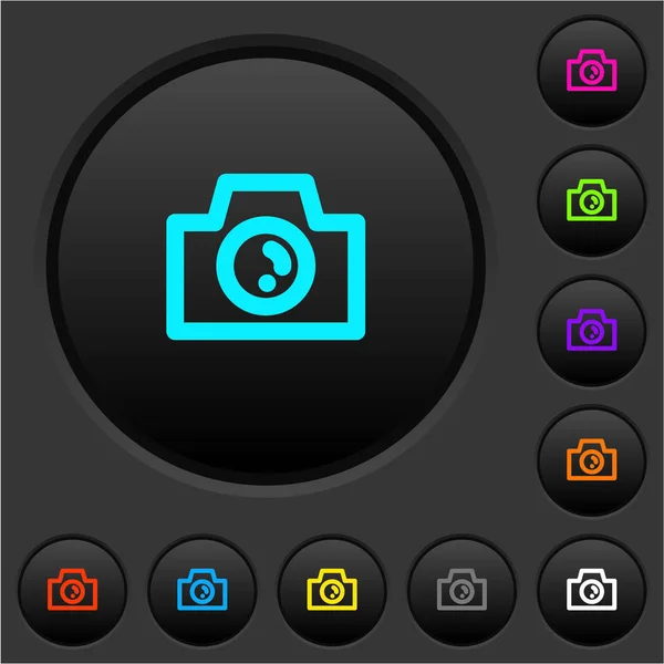 Cámara Botones Oscuros Con Iconos Colores Vivos Sobre Fondo Gris — Archivo Imágenes Vectoriales