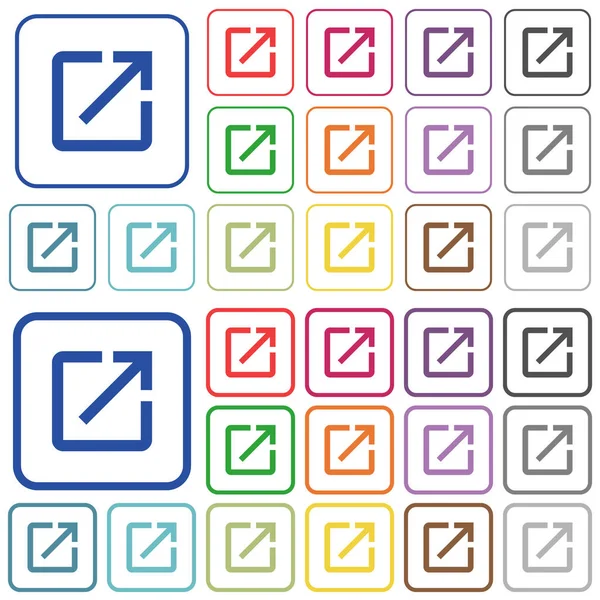 Starten Anwendung Farbe Flache Symbole Abgerundeten Quadratischen Rahmen Dünne Und — Stockvektor