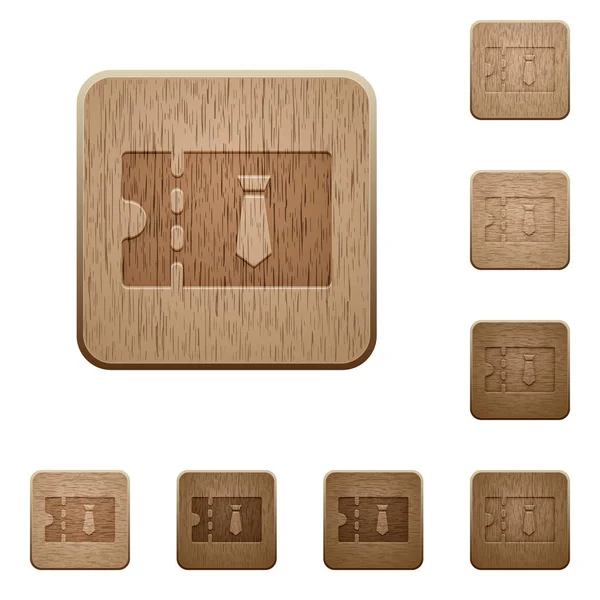 ファッション ショップ割引クーポン角丸正方形に彫られた木製ボタンのスタイル — ストックベクタ