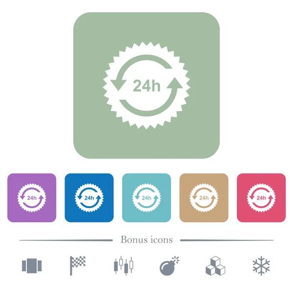 Okları Ile 24H Etiket Beyaz Renkli Yuvarlak Kare Arka Planlar — Stok Vektör