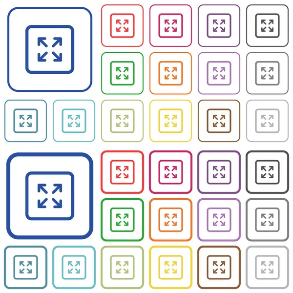 Ampliar Cor Objeto Ícones Planos Arredondados Quadros Quadrados Versões Finas —  Vetores de Stock