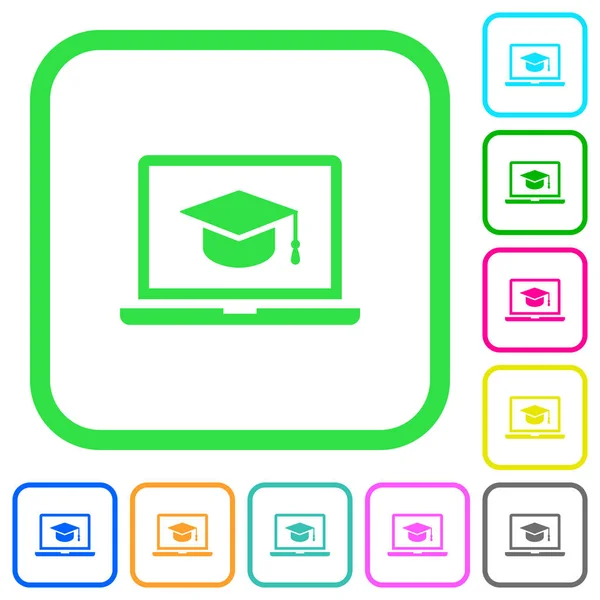 Webinar Sobre Ordenador Portátil Iconos Planos Colores Vivos Bordes Curvos — Archivo Imágenes Vectoriales