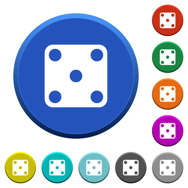 Domino Cinco Botones Biselados Color Redondo Con Superficies Lisas Iconos — Vector de stock