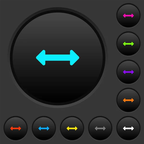Resize Horizontal Dark Push Buttons Vivid Color Icons Dark Grey — Stock Vector