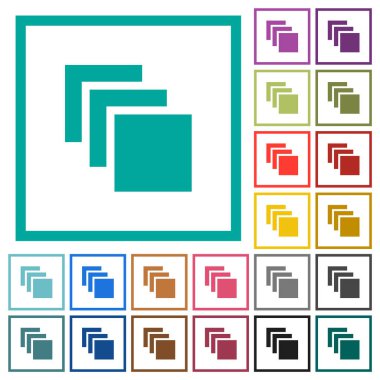 Birden çok tuvaller çeyreği kare beyaz arka plan üzerinde renkli simgelerle düz