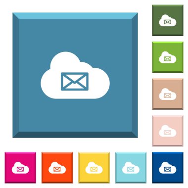 Bulut posta sistem beyaz simgeleri çeşitli moda renklerde ucu keskin kare düğmeleri