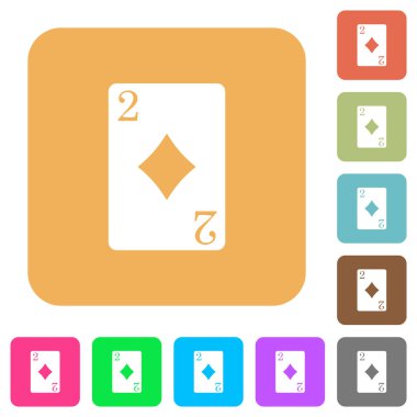 İki elmas Yuvarlatılmış kare canlı renkli arka planlar üzerinde düz simgeler kartı.