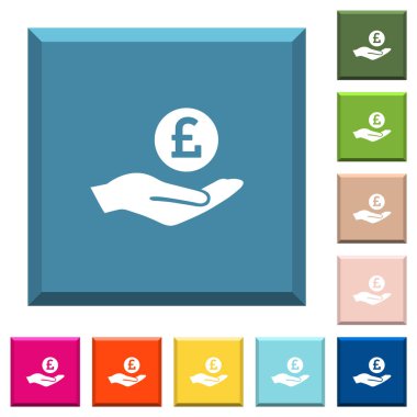 Lirası kazancı simgeler çeşitli moda renklerde ucu keskin kare düğmeleri beyaz