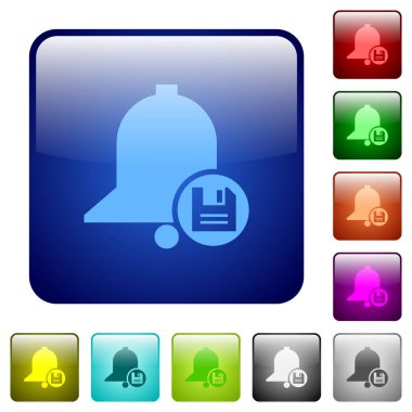 Uyarı mektubu simgeler Yuvarlatılmış kare renk parlak düğme kümesi içinde Kaydet