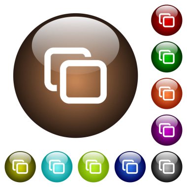 Yuvarlak renk cam düğmeleri beyaz simgeleri sekmeleri