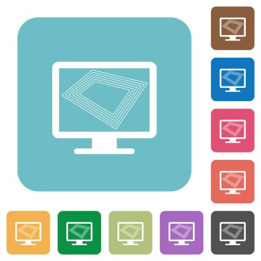 Ekran koruyucu olarak monitör beyaz renk düz simgelerini yuvarlak kare arka planlar