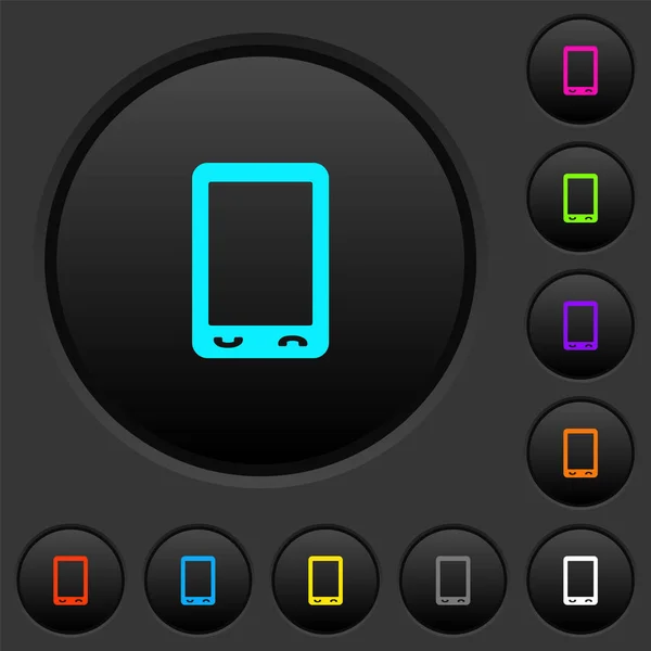 Teléfono Móvil Con Pantalla Blanco Botones Oscuros Con Iconos Colores — Vector de stock