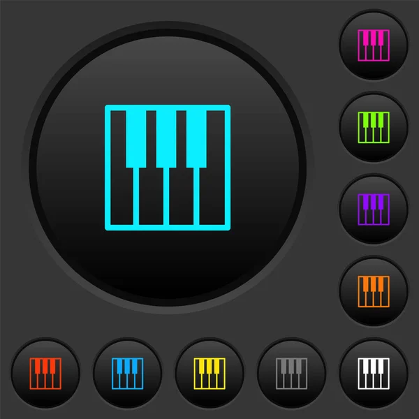 Teclado Piano Pulsadores Oscuros Con Iconos Color Vivos Sobre Fondo — Vector de stock