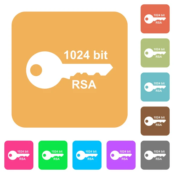 丸みを帯びた正方形の鮮やかな色の背景上の 1024 ビット Rsa 暗号化フラット アイコン — ストックベクタ