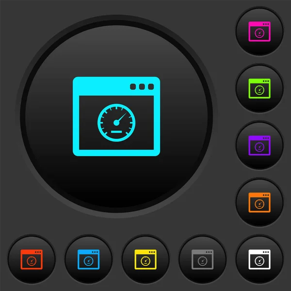 Application Speed Dark Push Buttons Vivid Color Icons Dark Grey — Stock Vector